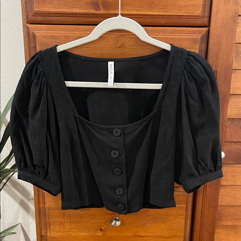 Rachel Pally • Kimmie Linen Crop Top • Black